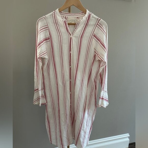 Hackwith Design House HDH Hal Button Down Shirt Dress Tunic Striped  XS … - Picture 1 of 6